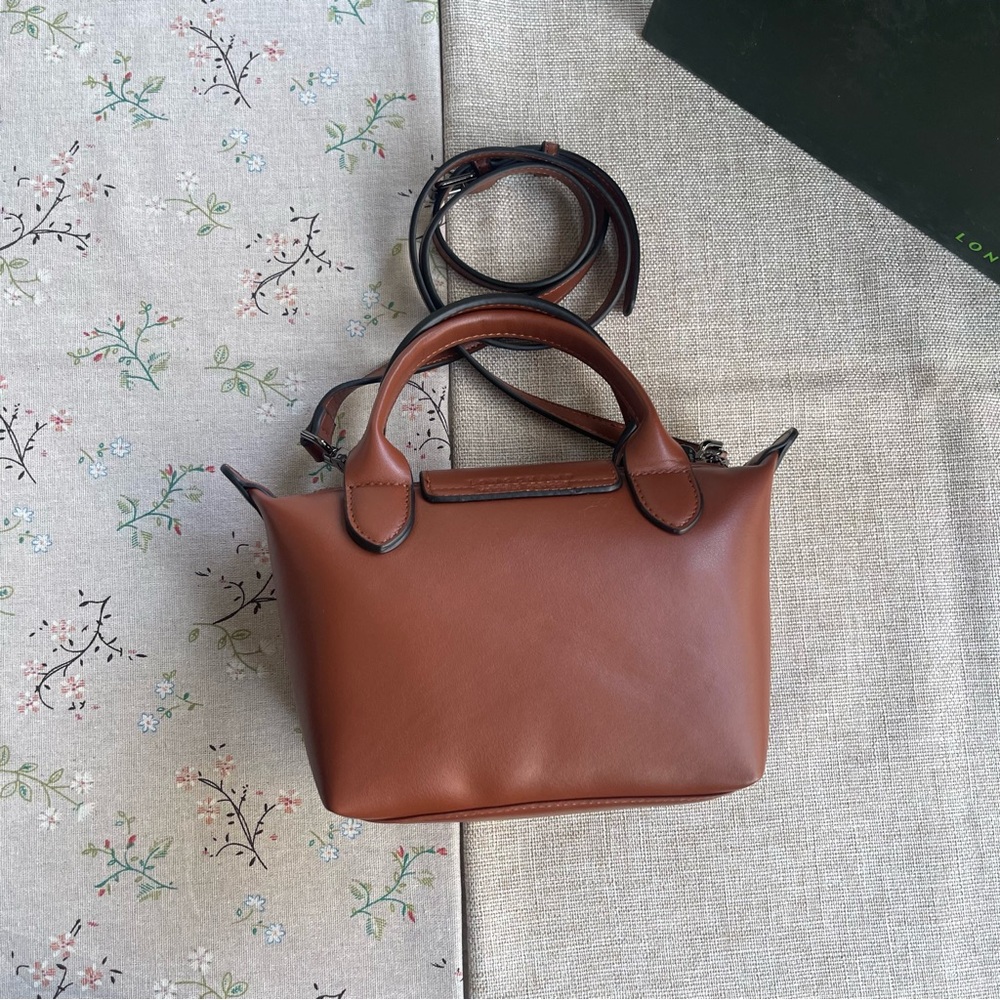 Longchamp Brown Leather Bag with Top Handles - Picture 3 of 11
